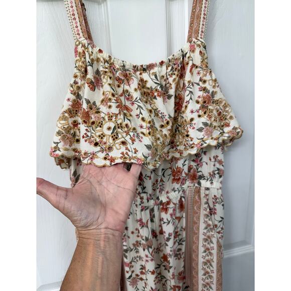 American Eagle jumpsuit medium boho hippie bohemian crop jumpsuit patchwork - Picture 7 of 11